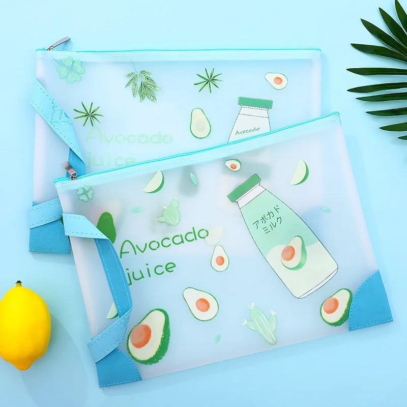 

Individual Avocado Cactus Bottle Frosted Waterproof File Bag Document Bag File Folder Stationery Filing Production