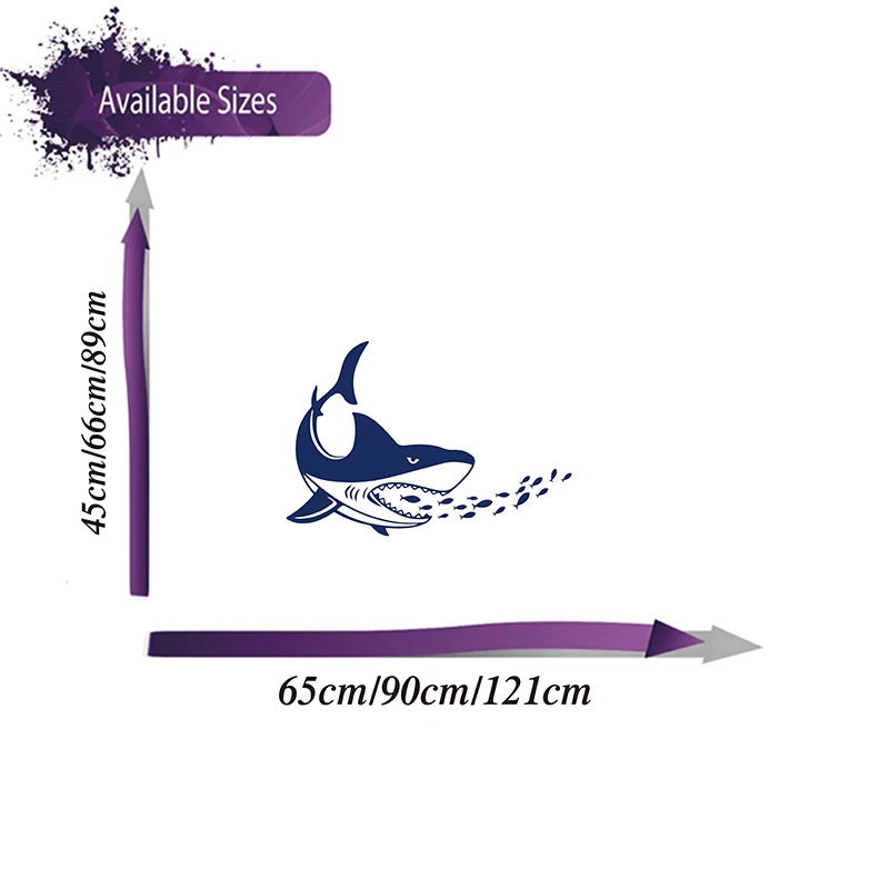 Modern Shark Fish Ocean Animal Wall Sticker Bathroom Kids Room Large Shark Fish Sea Animal Wall Decal Vinyl Playroom Vinyl Decor (1)