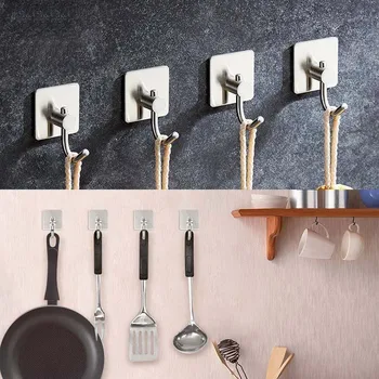 

Adhesive Hook, Stainless Steel Door Towel With Adhesive 3MBathroom Hanging Bathrobes, Clothes and More Without Drilling Wall TOB