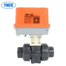 Electric UPVC Ball Valve Loose Joint Double union Connect, AC220V, ABS Electric Plastic Ball Valve