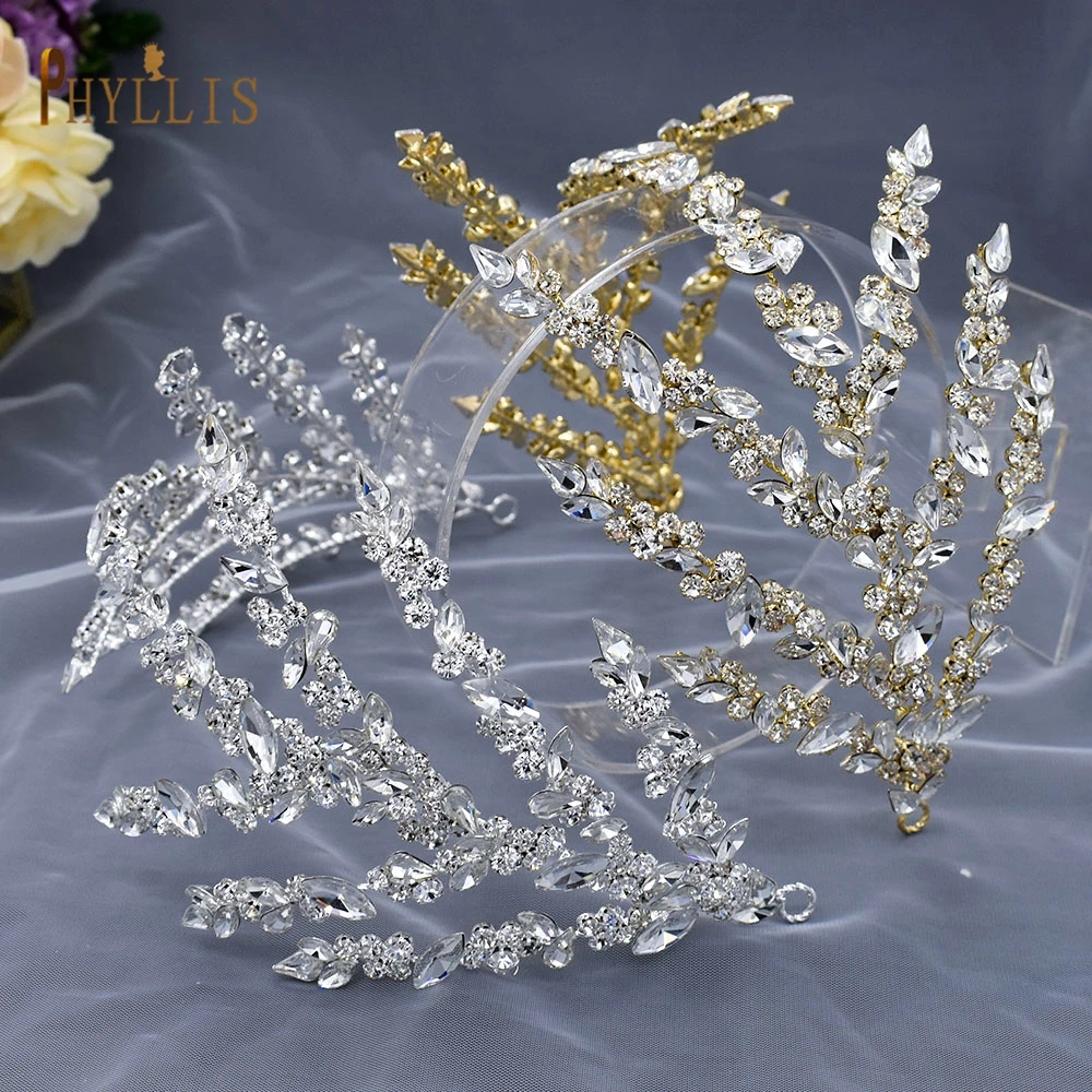 A271 Bridal Headpiece Baroque Headwear Crystal Hair Jewelry Pageant Crown Rhinestone Headband Wedding Crown Tiara Hair Ornaments