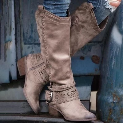 Adputent/ботинки из искусственной замши; женские вечерние ботинки до середины икры с круглым носком; стильная обувь из флока на плоской подошве; зимние ботинки