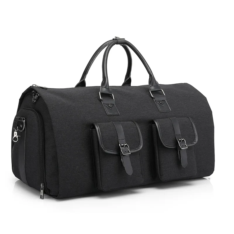Modoker Black Men Travel Bag Organizer Casual Business Pack Male Vacation Duffel Package Shouder Daypack Durable Garment Bag