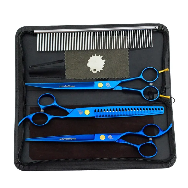 

8" titanium blue pet shears dog grooming scissors dog cat hair animal clippers kit cut dog hair scisors pet scissors for cat