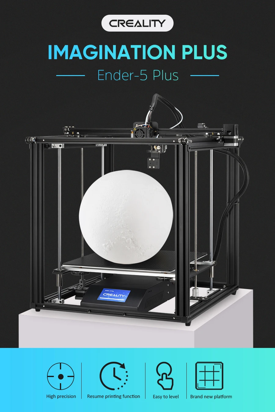 Ender-5 Plus 3D Принтер Высокоточный большой размер 350*350*400 принтер 3D Автоматическое выравнивание, двойная ось Z отключение питания восстановление Creality 3D