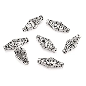 

10pcs Antique Silver Tibetan Silver Long Tube Rhombus Beads Loose Beads Spacers ,Lead Free & Nickel Free & Cadmium Free,22x10mm