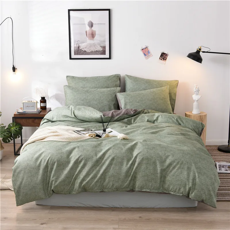 Solid Geometric Bedding Sets Nordic Simple Ployester 3 Pieces Reactive Printing Single Queen King Bedding Sizes