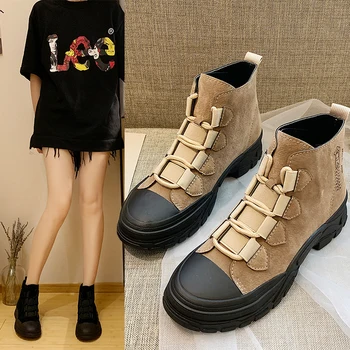 

Nice New Ankle Rero Style Boots Women Autumn Young Casual Wild Shoes Woman Flat Heels College Girls Novelty Style Boot