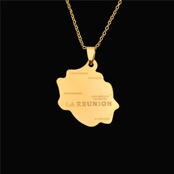 

Wholesale Fashion Stainless Steel Necklace Reunion Map Pendant Necklace for Women Country Map Jewelry France Reunion Island