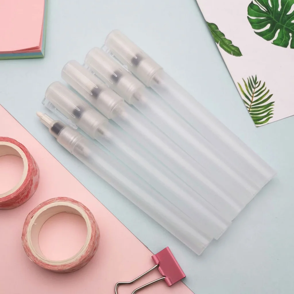 Clear Plastic Round Tips 3mm Flat Tip Watercolor Oil Acrylic Paints Marker Pen Empty Tube Ink Fountain Refill Pen