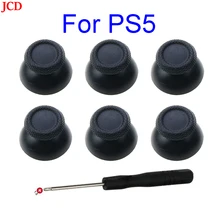 JCD 6 PCS Black 3D Joystick Caps For Sony Play-Station 5 PS5 DualSense Controller Thumbstick Analog Thumb Sticks Grip Cover