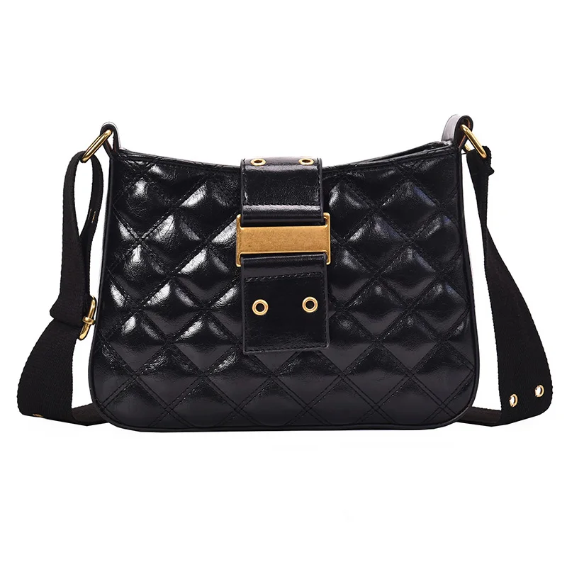 

Small Black Bag Female Bag 2019 New Wave Korean Messenger Bag Ins Retro Texture Rhombic Shoulder Bag cc