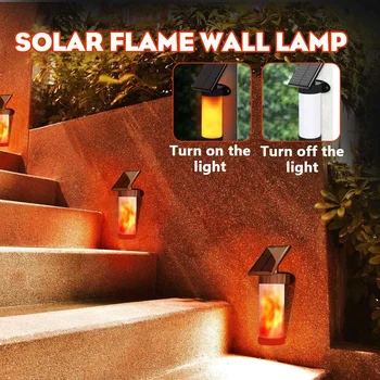 

Mising Solar Flame Wall Light Outdoor Courtyard Garden Landscape Lamp 3 Lighting Modes Specially Designed for Outdoor Lighting
