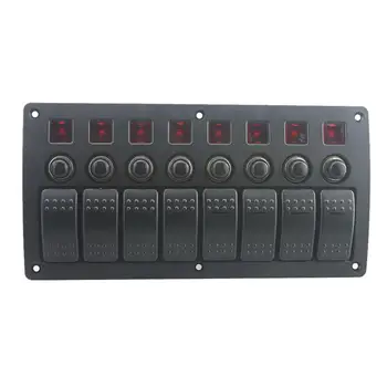 

8 Gang Red LED Rocker Switch Panel 3 PIN Overload Protection Fits RV Car Boat