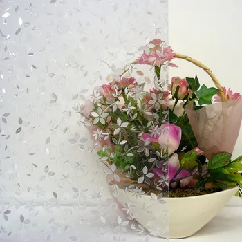 

Width 45/60 / 90cm 3D flower glue-free electrostatic glass film anti-UV bathroom privacy frosted window film