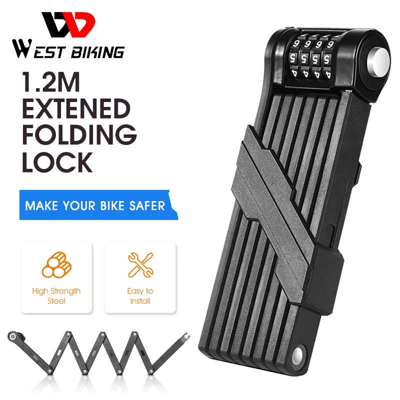 

WEST BIKING Strongest Anti Theft Bicycle Password Lock Professional Heavy Duty Lock MTB Road Bike Motorcycle Foldable Bike Lock