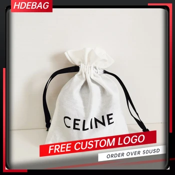 

100pcs/lot 10x13cm 100% Cotton White Drawstring Small Package Bag Makeup Cosmetic Jewelry Bead Storage Gift Pouches Custom Logo