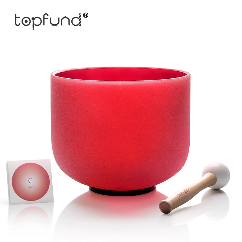 

TOPFUND C Note Root Chakra Red Colored Frosted Quartz Singing Bowl 8 Inch