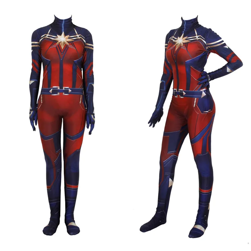 Marvel Мстители Марвел Капитан мультяшный костюм для женщин девочек Carol Danvers зентай комбинезон вечерние костюмы на Хэллоуин