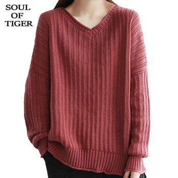 

SOUL OF TIGER New Chinese Fashion Style Womens Winter Casual Pullovers Vintage Knitted Sweaters Female Loose Oversized Clothes