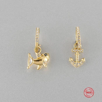 

2020Fashion Charm Sterling Silver Original 1:1 Copy, Asymmetric Design Marine Life Smart Fun Earrings Women Luxury Jewelry Gifts