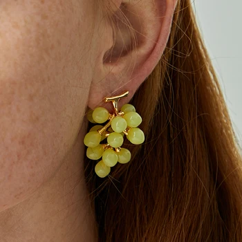 

Timeless Wonder Chic Vivid Resin Grape Stud Statement Earrings Women Jewelry Gothic Boho Designer Ins Punk Trendy Cute Top 3161