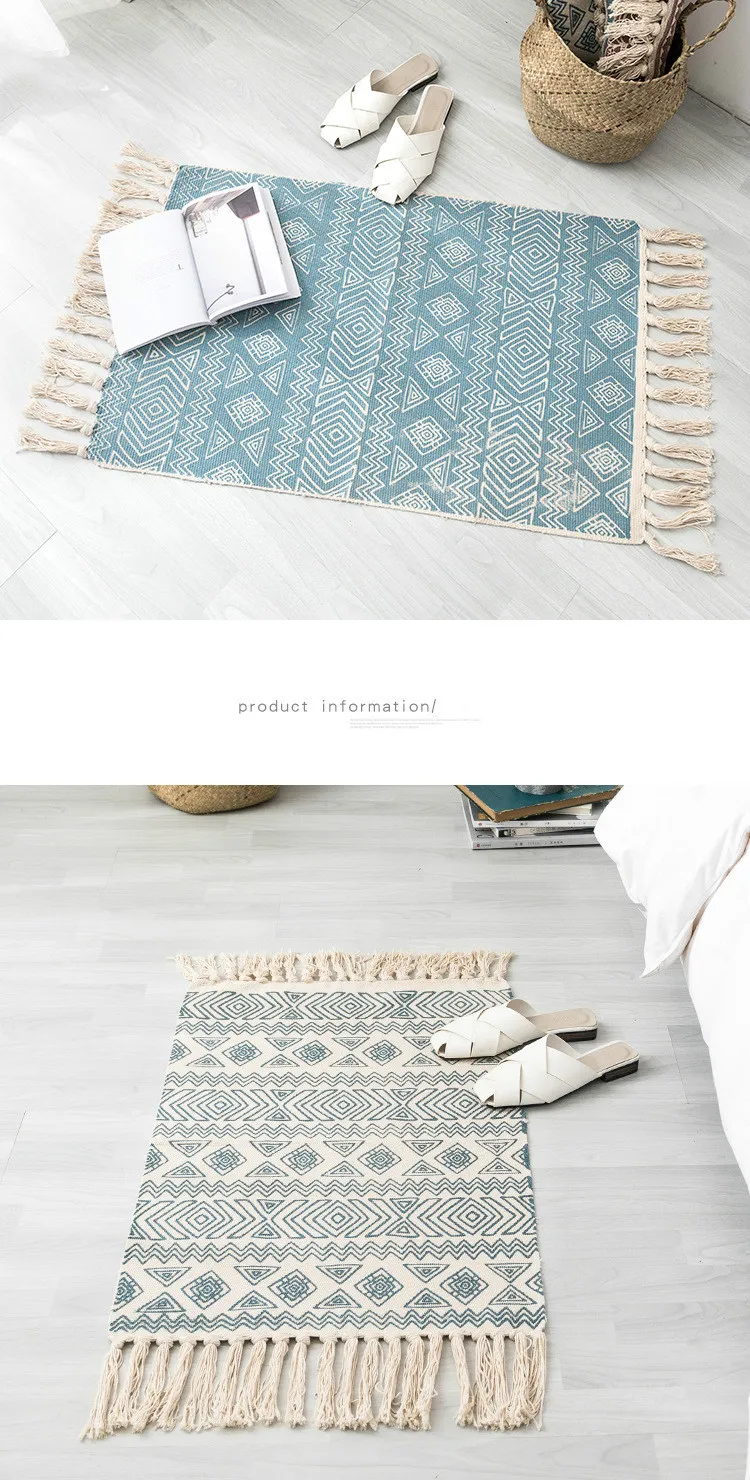 Helper Description Diagram：A thin tapestry carpet with cotton printing and vintage plain color for generations of cross-border Nationalities