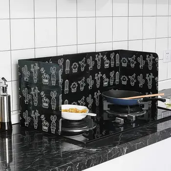 

Foil Oil Baffle Aluminum Block Cactus Printed Oil Plate Barrier Stove Cooking Heat Insulation Anti-Splashing Kitchen Tool
