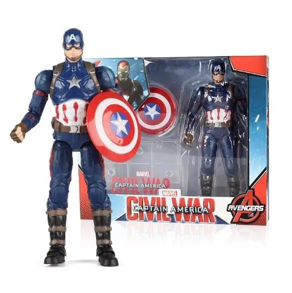Marvel Мстители Фигурки игрушки Капитан Америка: Civil War Железный человек Черная пантера подвижные куклы Детский подарок - Цвет: FA7186A-boxed