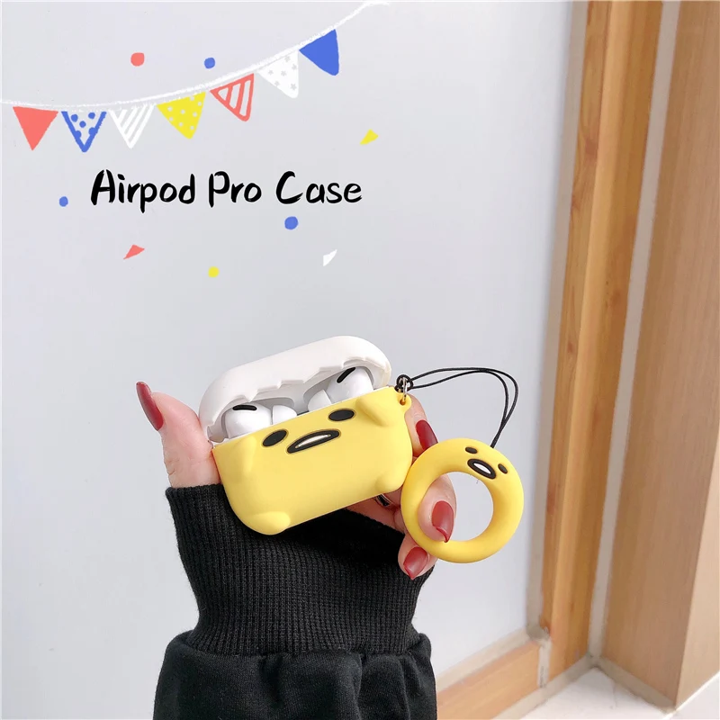 Мягкий силиконовый милый мультяшный стереозвук Lazy Gudetama Airpods защитный чехол с