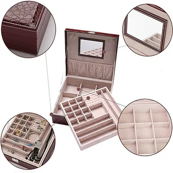 

Two-Layer Cotton Jewellery Box Cosmetic Mirror Storage Box Display Storage Box Jewelry Display Storage Garden Home