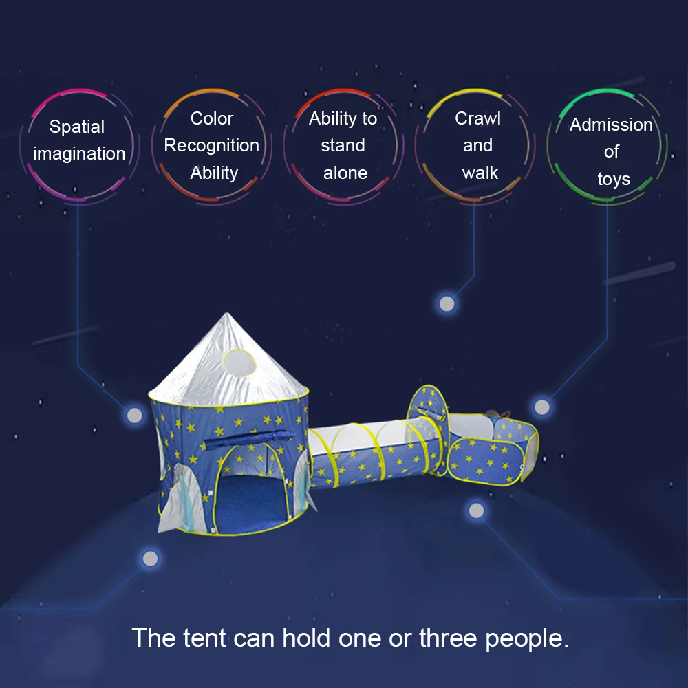Portable 3 In 1 Children's Tent Spaceship Wigwam Tent for Kids Children's Room Toy Rocket Play Tent Ocean Ball Pool Kid Tipi Toy 5