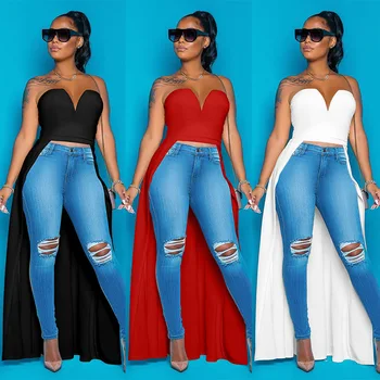 

Wantmove Women's New Summer Waist Down V Neck Sleeveless Irregular Sexy Top AM644