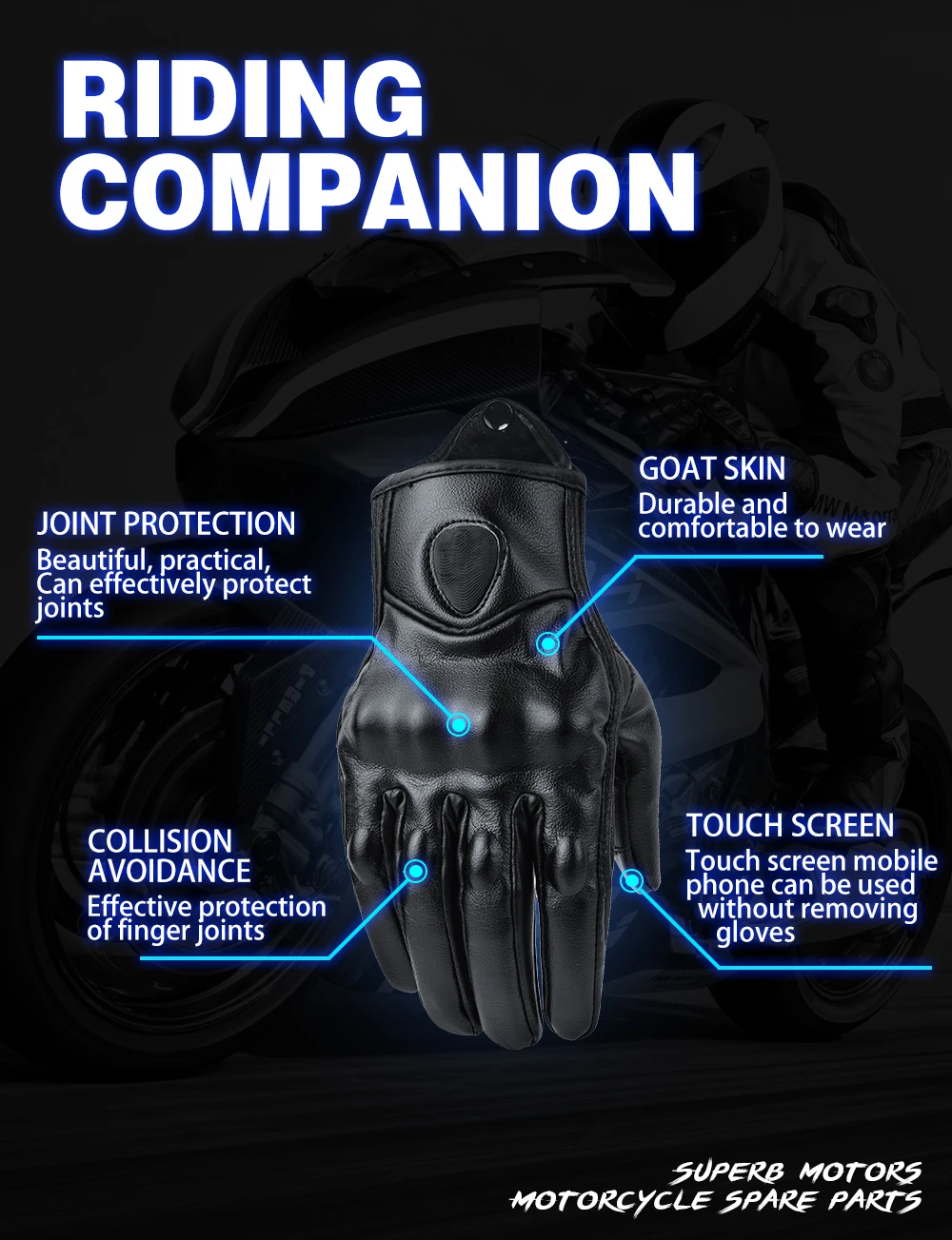 Мотоциклетные защитные шестерни перчатки для мотокросса зимние теплые перфорированные настоящие кожаные мотоциклетные перчатки Guantes Moto ветрозащитные перчатки