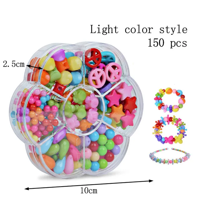 Children Beads Plum Blossom Box Set DIY Handmade Bead Toy Necklace Building Kit Girl Weaving Bracelet Jewelry Making Toy Gift 3