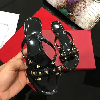 

Fashion Summer Flip Flops Woman Rivets Women Sandals Bow knot Flat Slippers Girls Studded Cool Beach Slides Jelly Shoes 35-41