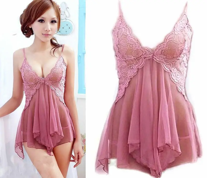 

Women Sexy Lingerie Lace Dress Underwear Sleepwear+G-string Nightwear Dress Bikini Cover Up