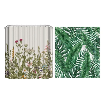 

Newest 2 Pcs Bathroom Waterproof Shower Curtain for Bathroom Shower 150X180cm, Tropical Plants & Home Digital