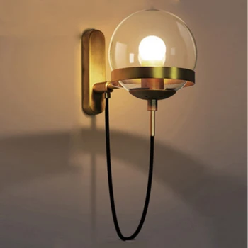 

American Creative Hanging Wire Glass Bulb Wall Lamp Vintage Restaurant Bar Headboard Wall Decorative Lighting Wall Art