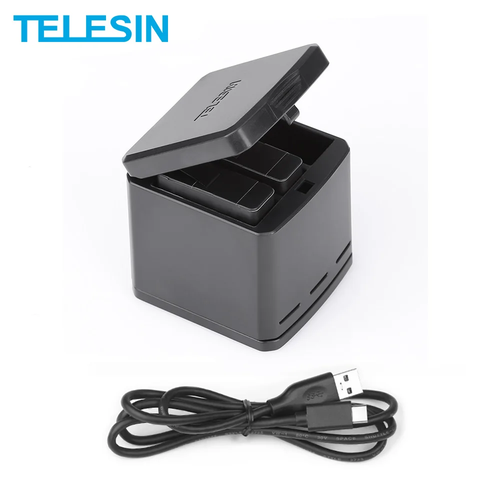 

TELESIN GoPro 3-way Multi-function Battery Charger with USB Charging Cable for Go Pro Hero 5 Black AHDBT-501 Camera Accessories