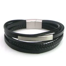 Браслеты из натуральной кожи для мужчин, многослойная плетеная веревка из нержавеющей стали, браслеты для мужчин и женщин, ювелирные изделия