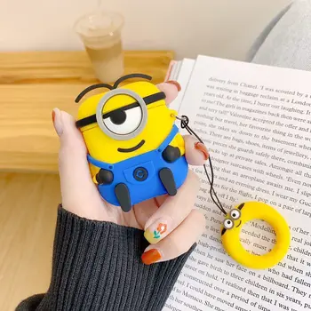 

Cartoon Cute minion Earphones Case For Airpods 2 1 Air Pods Bluetooth Wirele Earphone Protective Skin Cover