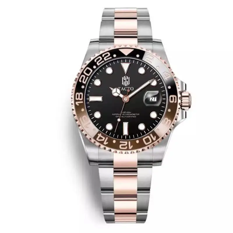 2021 TACTO Mens Watches Top Brand Luxury Gmt-Driver Sports Watches Black Steel Case Rotated Male Wrist Watch Relogios Masculinos 