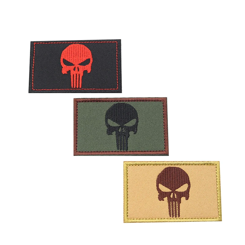 

1pc Embroidered Patch Punisher Taro Mud Green Black Embroidered Patch Military Tactical Arm with Paste Cloth Badge