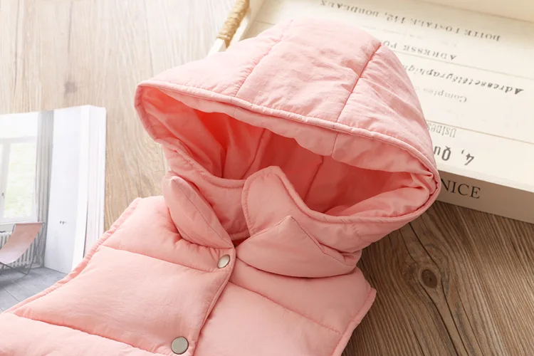 Winter Children's Warm Vest Girls Hooded Vest Cotton Padded
