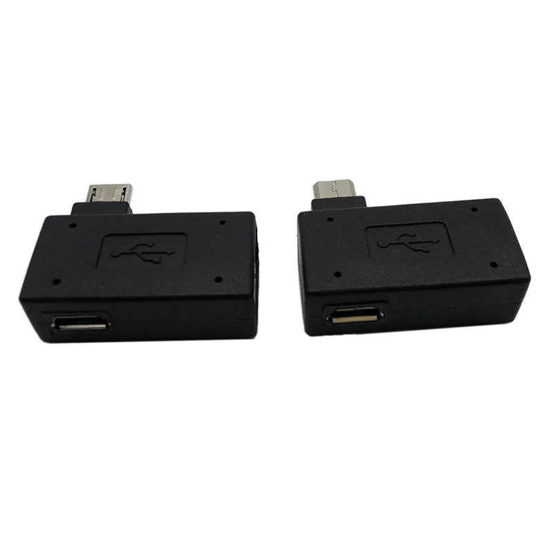 Микро адаптер USB 2 0 мама папа Micro OTG источник питания 2018 порт 90 градусов левый
