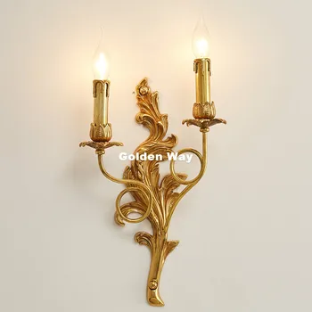 

European Wall Lights Candle Luxurious Wall Lamp For Hotel Villa Bedroom Bracket Lighting Copper Home Decora Wall Sconces Lights