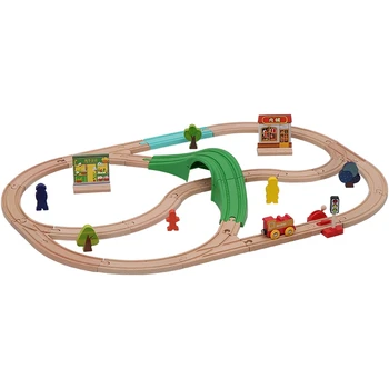 

Wooden Train Track Toy Accessories Set Kids Wood Train Railway Educational Toy