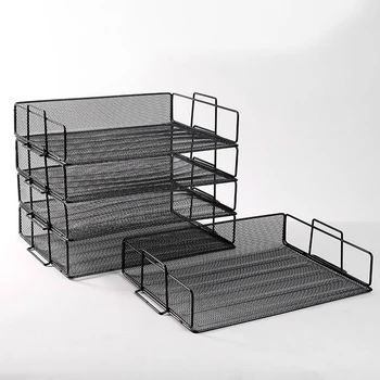

Multifunctional Storage Rack Metal Document Rack Durable File Holder Organizer Book Storage Container (Four-layer)