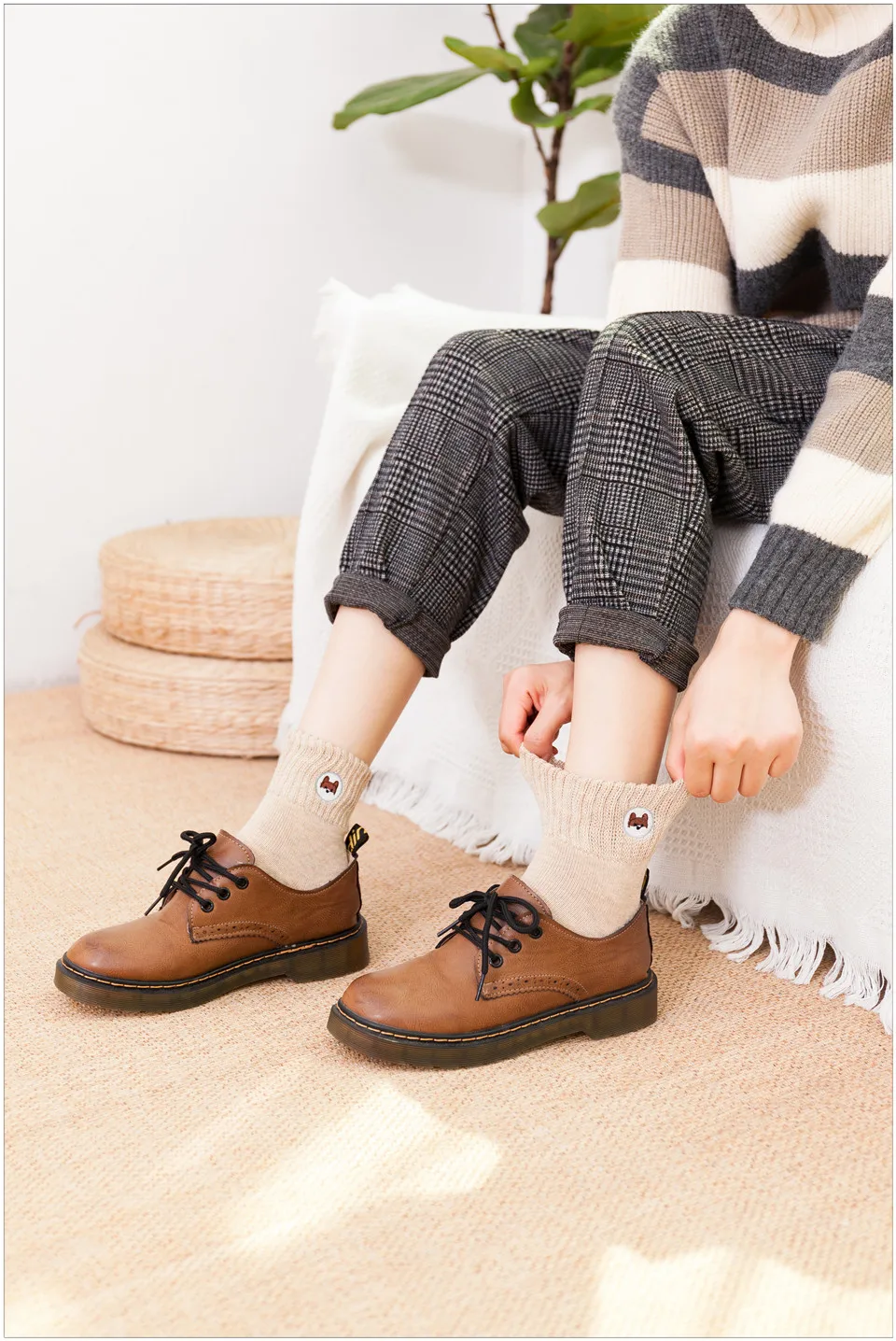 Женские зимние толстые теплые цветные модные шерстяные носки высококачественные повседневные хлопковые носки с вышитыми животными из мультфильмов 5 пар